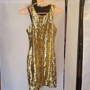 Bebe Gold and Silver Sequin Mini Dress